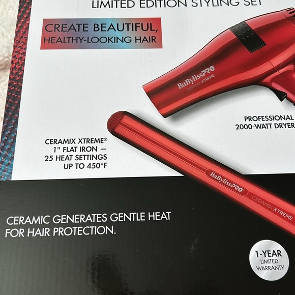 NWT  LIMITED EDITION BaBylissPRO CERAMIX EXREME Professional Dryer, 1”Flat Iron - Picture 4 of 5